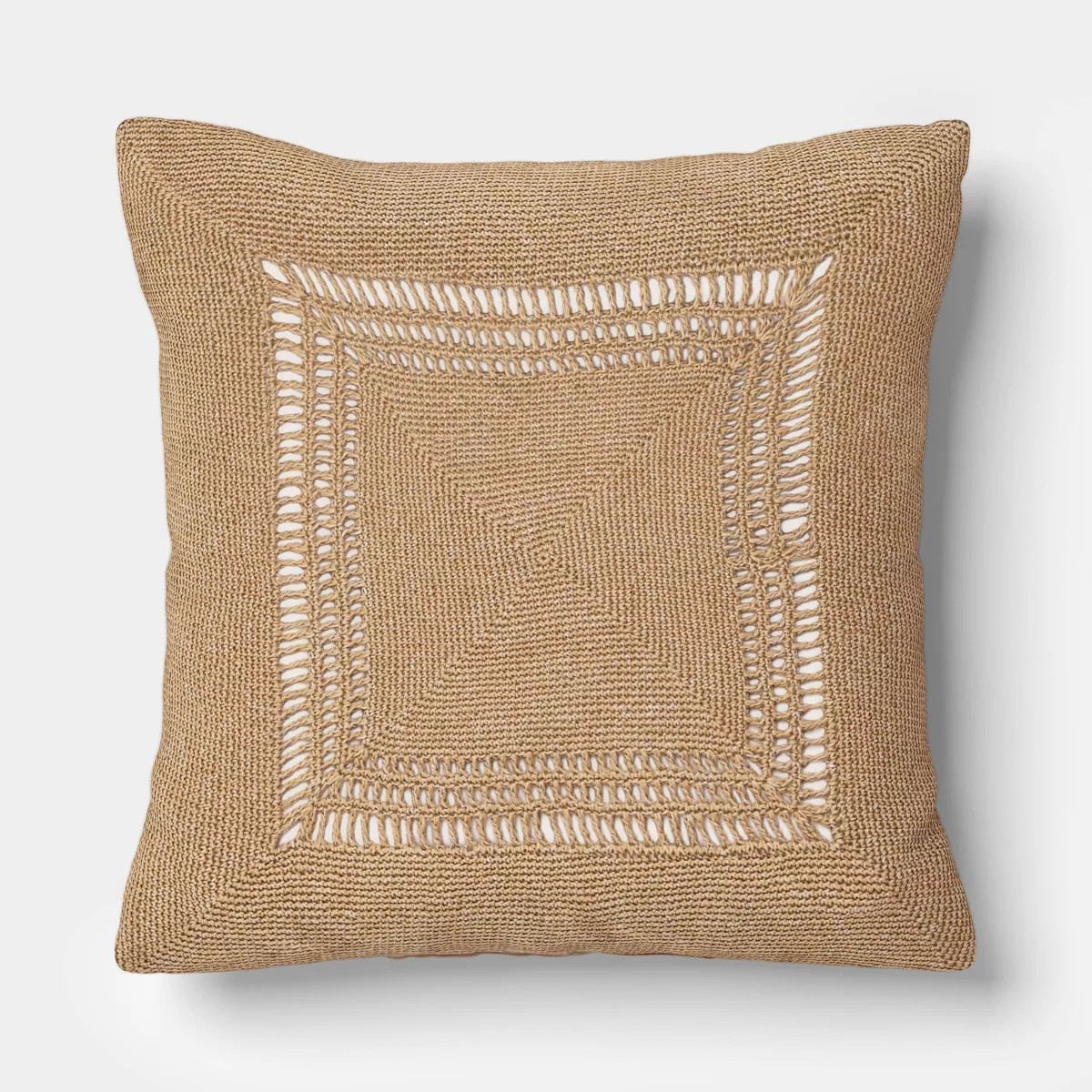 20"x20" Natural Weave Outdoor Patio Throw Pillow Tan - Threshold™ designed with Studio McGee | Target