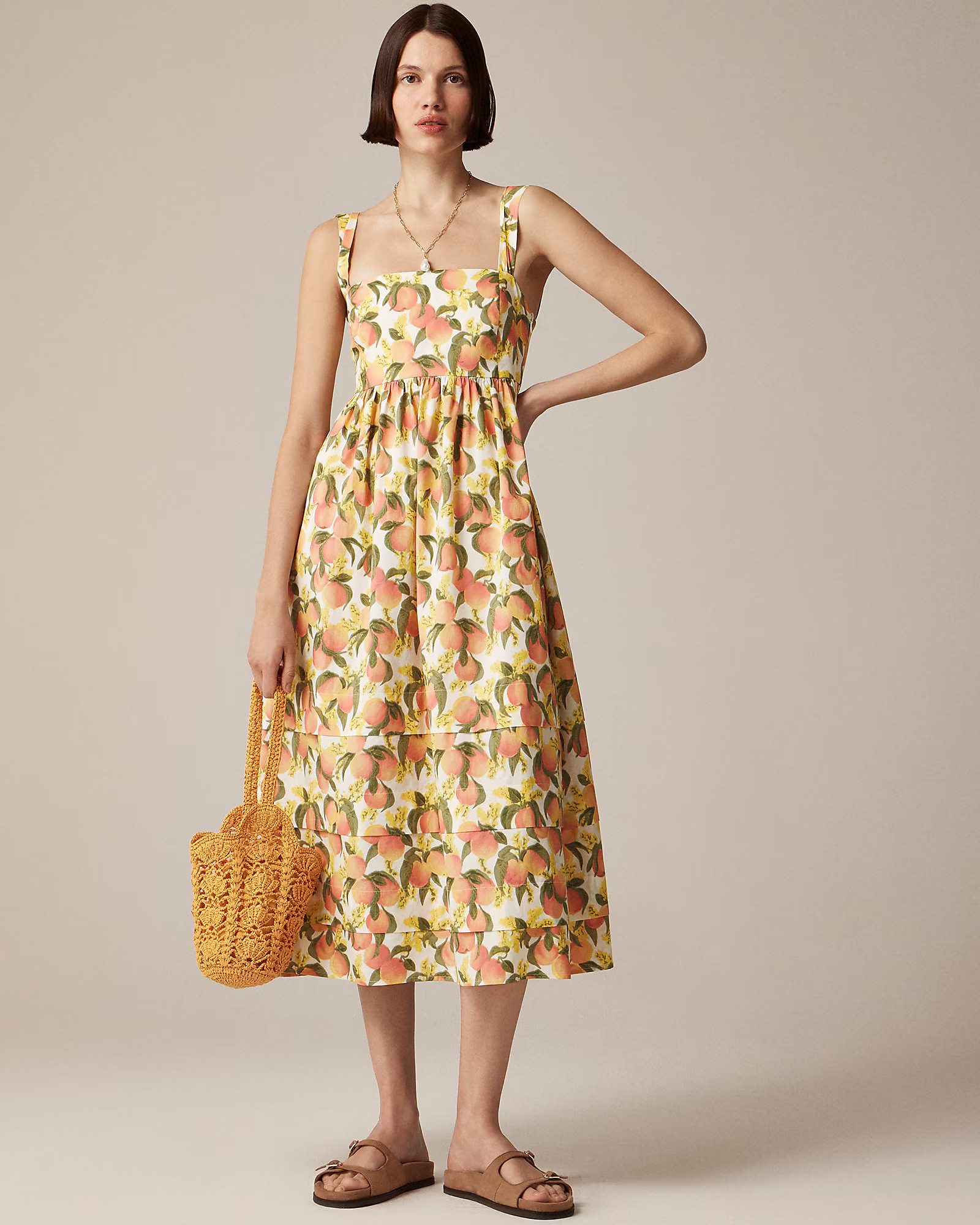 Squareneck midi dress in cotton poplin | J. Crew US