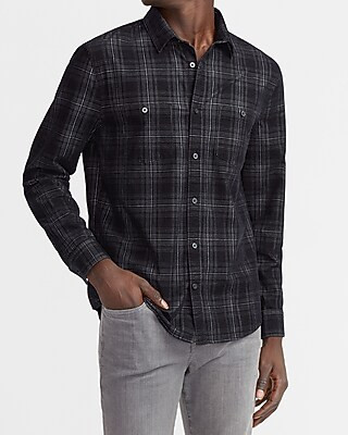 Slim Plaid Stretch Corduroy Shirt | Express