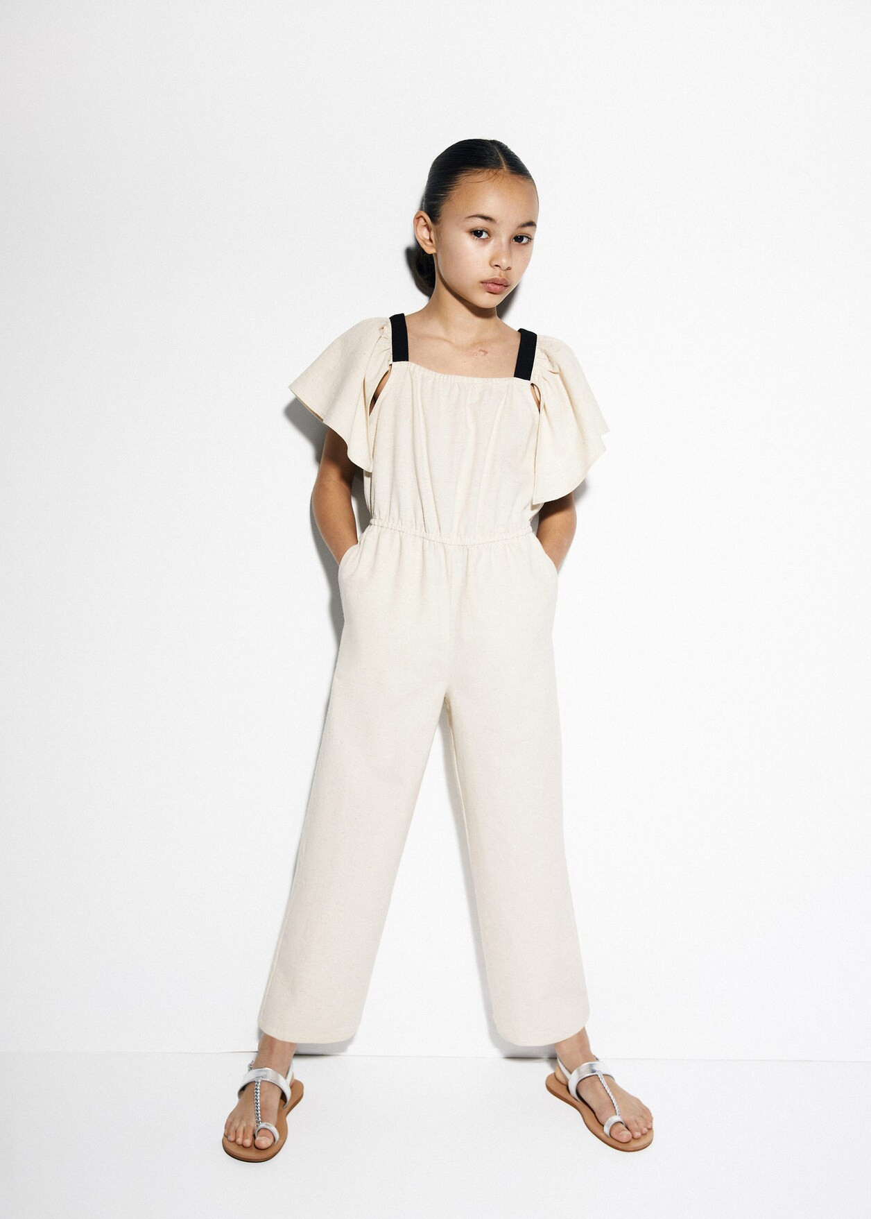 Linen ruffle jumpsuit -  Girls | Mango Kids USA | MANGO (US)