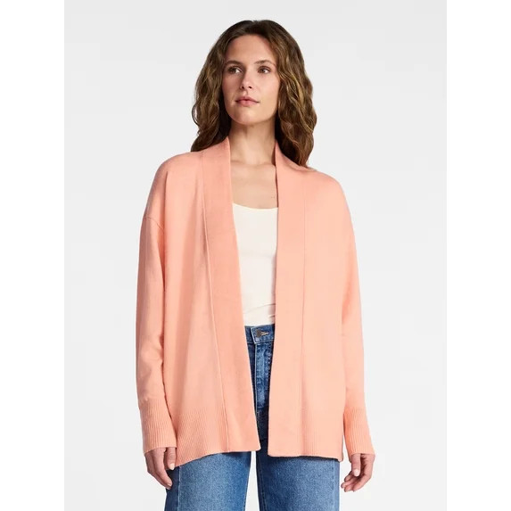 Time and Tru Women's and Women’s Plus Open Front Cardigan Sweater with Long Sleeves, Lightweigh... | Walmart (US)