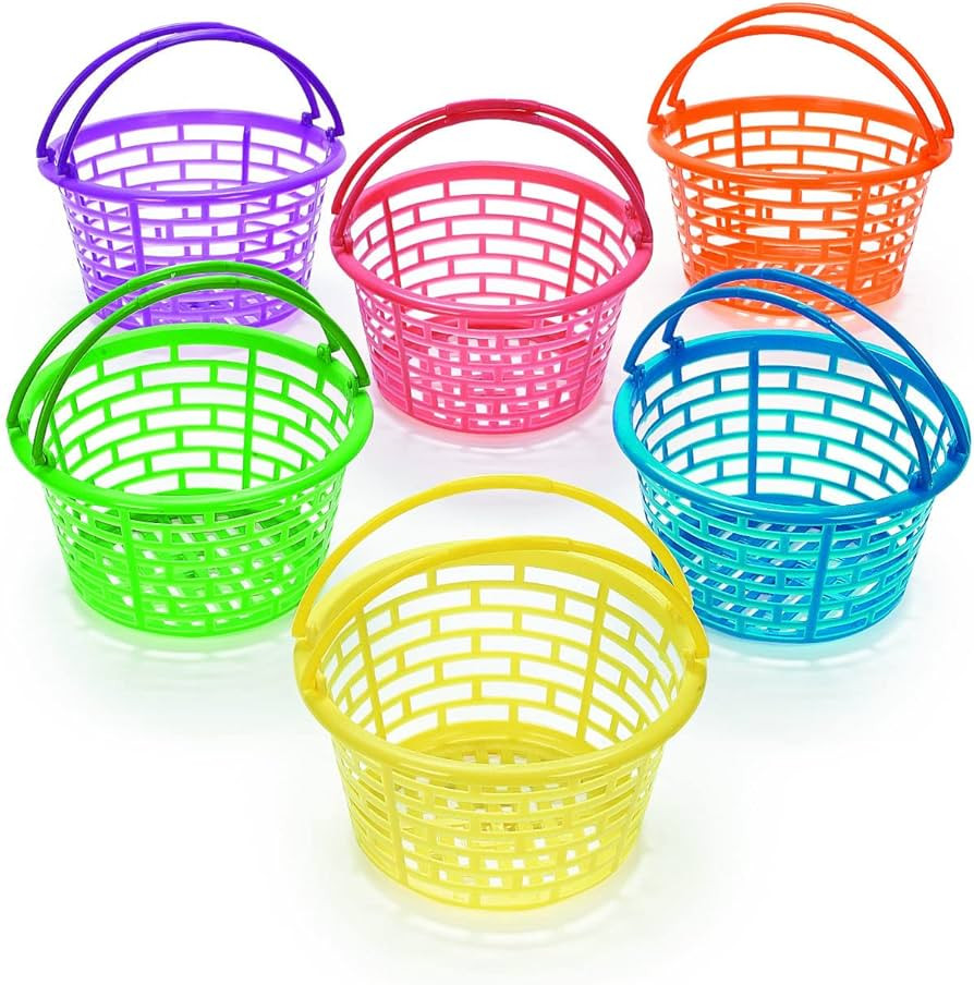Fun Express Plastic Easter Basket Buckets, 6" Diameter, for Easter Party Egg Hunts Kids Easter Ba... | Amazon (US)