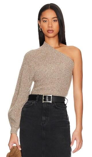 Kenzie One Shoulder Sweater in Oatmeal | Revolve Clothing (Global)