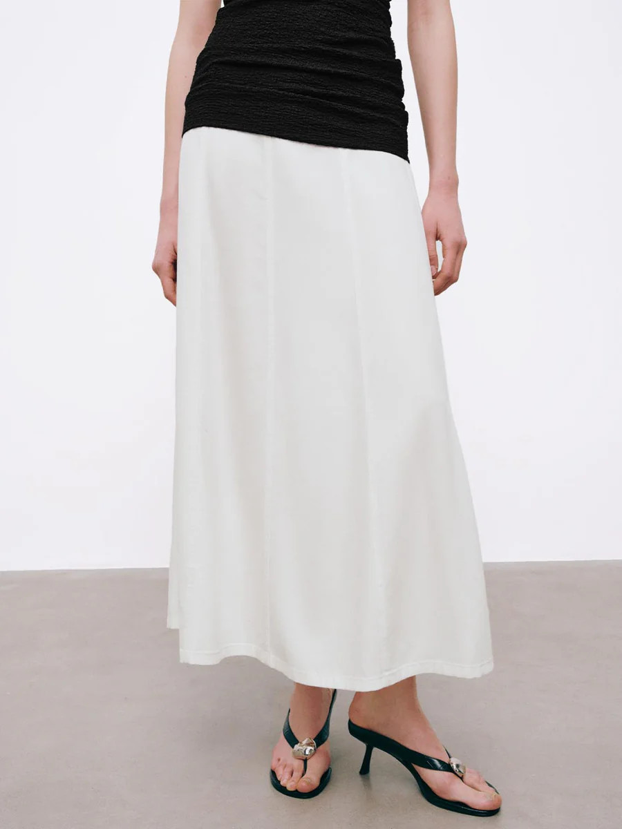 Seamed Denim Midi Skirts | Urban Revivo
