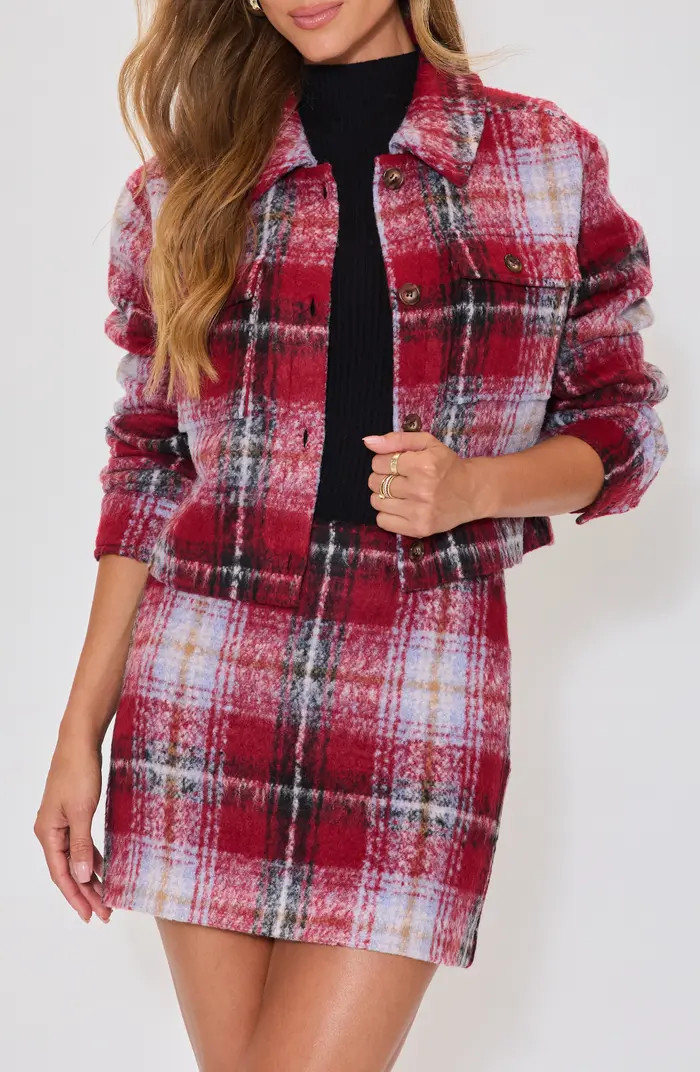 Margaret Plaid Crop Shirt Jacket | Nordstrom