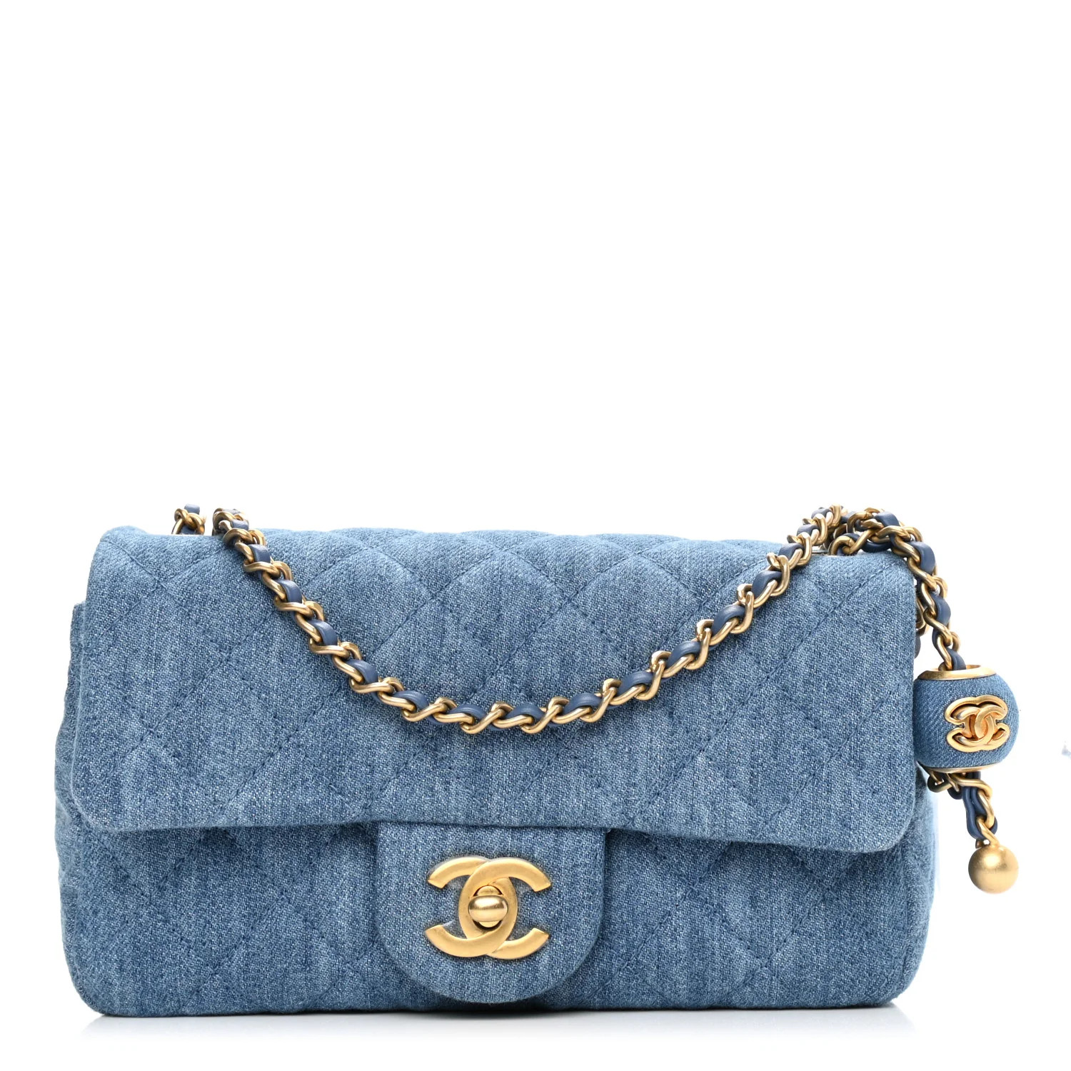CHANEL Denim Quilted CC Pearl Crush Mini Rectangular Flap Blue | FASHIONPHILE (US)