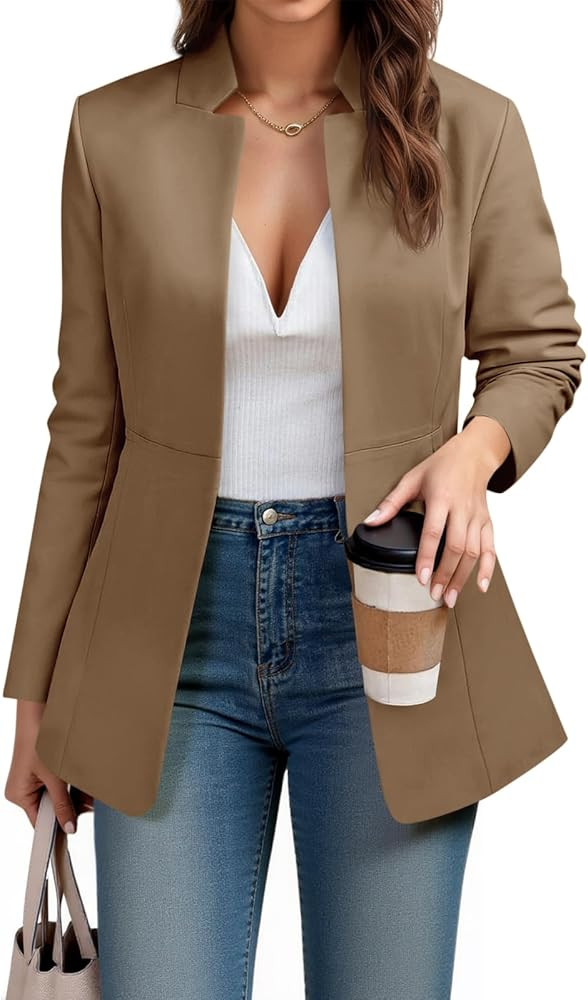Cicy Bell Womens Business Casual Blazer Long Sleeve Open Front Notch Stand Collar Blazer Work Off... | Amazon (US)