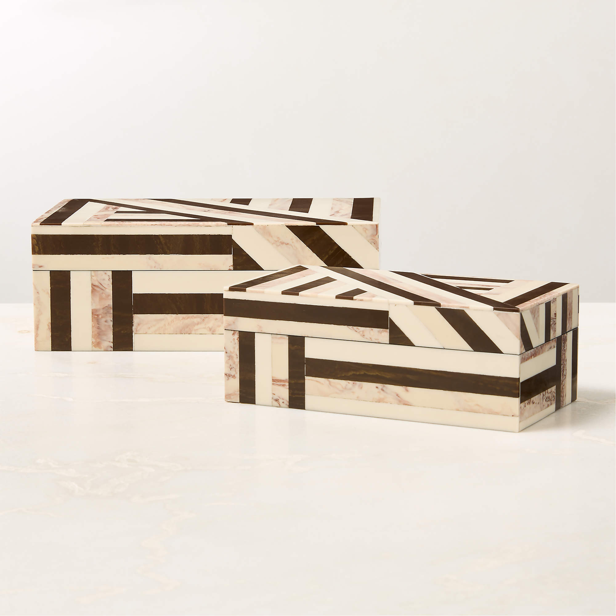 Finn Black and White Resin Storage Box Small + Reviews | CB2 | CB2