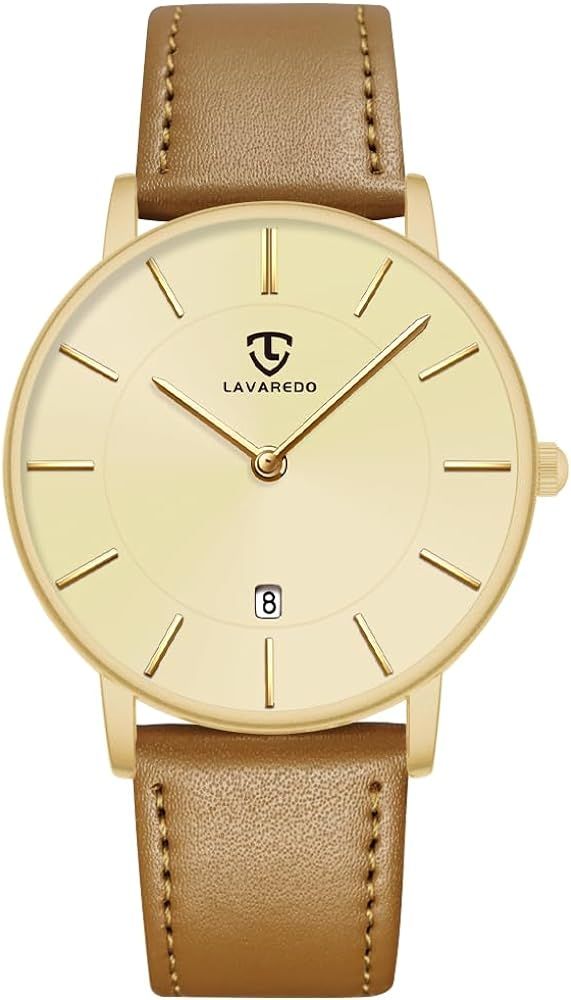 L LAVAREDO Watch for Men, Extremely Thin Mens Watches Minimalist Analog Men's Leather Wrist Watch... | Amazon (US)