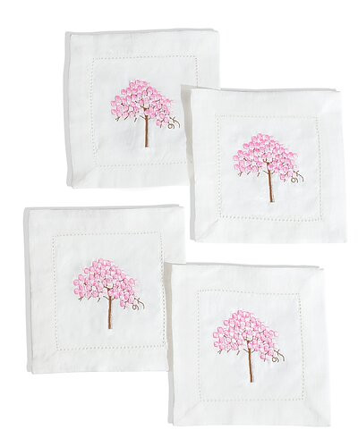 Set of 4 Cherry Blossom Cocktail Napkins | Gilt & Gilt City