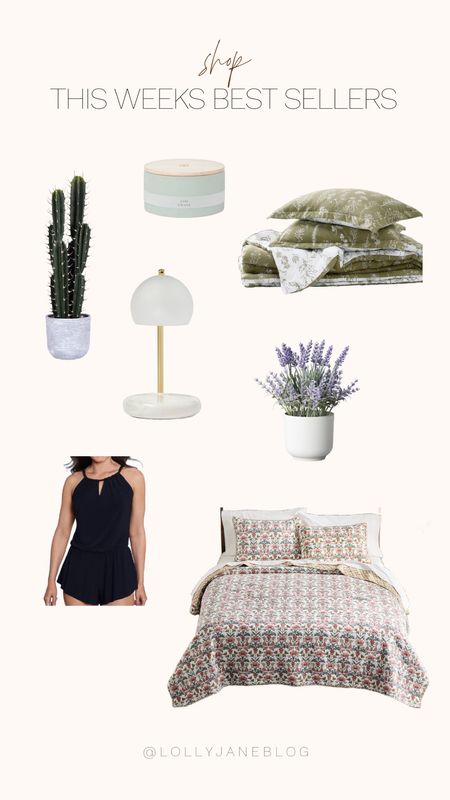 Shop this weeks best sellers! 💕

This week’s best sellers are lots a of floral bedding, and some gorgeous home decor! A beautiful black swimsuit from Target, and a candle warmer is a perfect kick start to this summer season! The lavender fake potted plant is so stinkin pretty as well! 💛

#LTKSeasonal #LTKstyletip #LTKhome