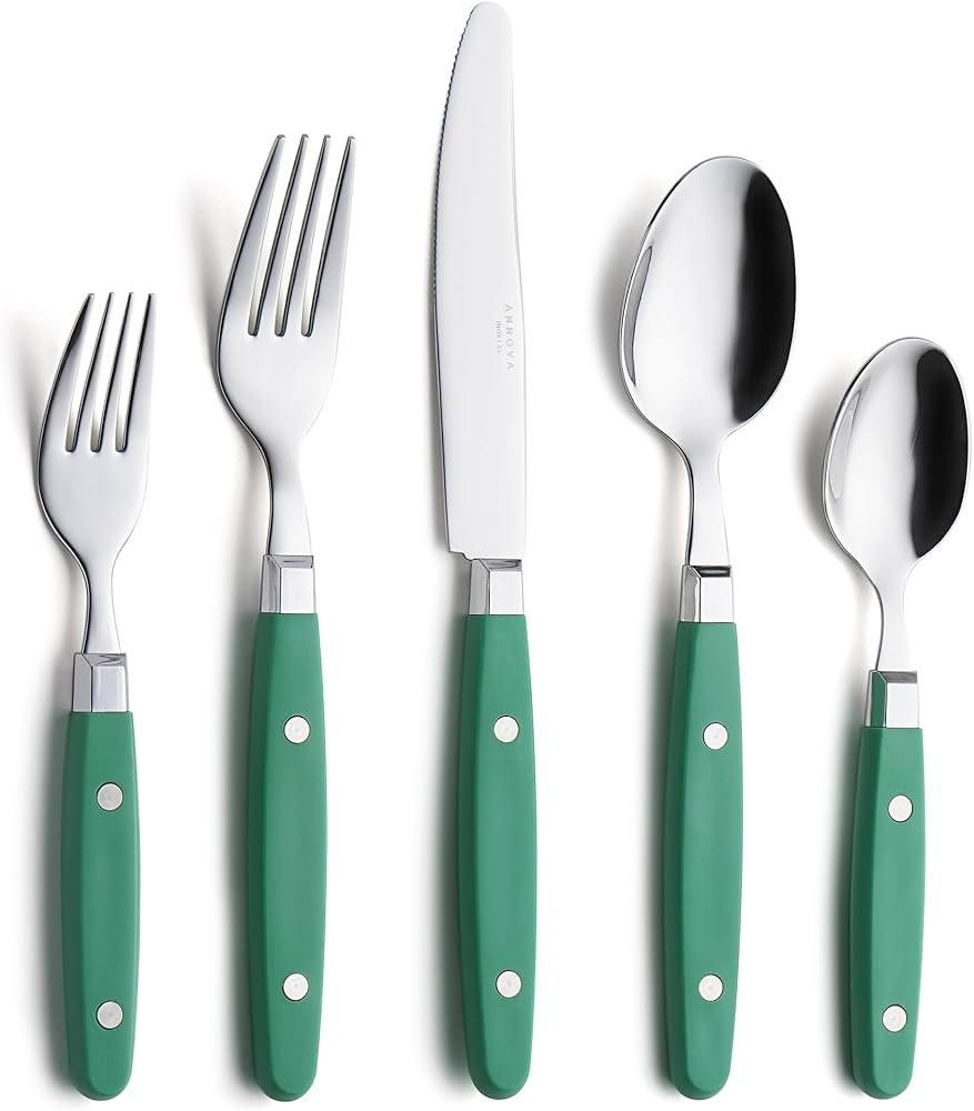 ANNOVA Silverware Set, Retro/Rivet Colorful Stainless Steel Tableware Kitchen Flatware Set Utensi... | Amazon (US)