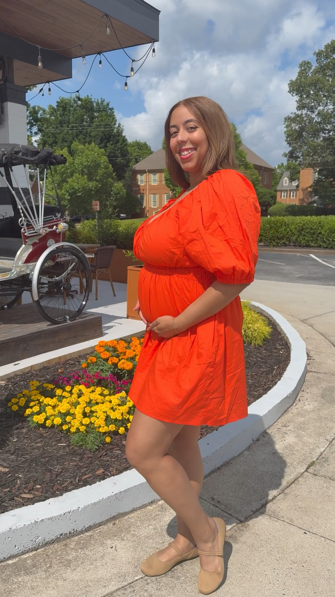 Cute Summer dress in orange 🍊  
Bump friendly 

#LTKBump #LTKMidsize #LTKOver40