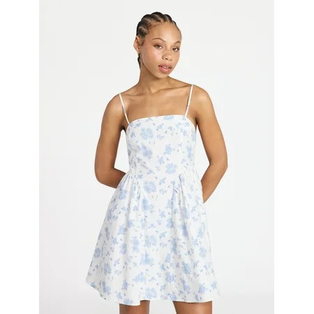 No Boundaries Cotton Side Shirred Floral Print Corset Dress Women s XXS-XXL | Walmart (US)