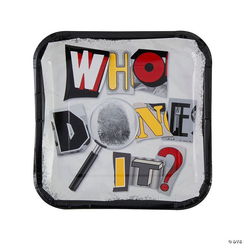 9 1/4" Mystery Party Who Done It Square Paper Dinner Plates - 8 Ct. | Oriental Trading Company