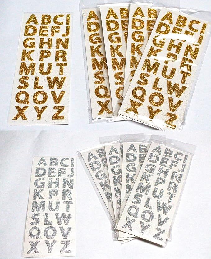 8 Sheets Gold Silver Glitter Alphabet Letter Stickers Grad Cap Handicraft Art DIY Self Adhesive C... | Amazon (US)