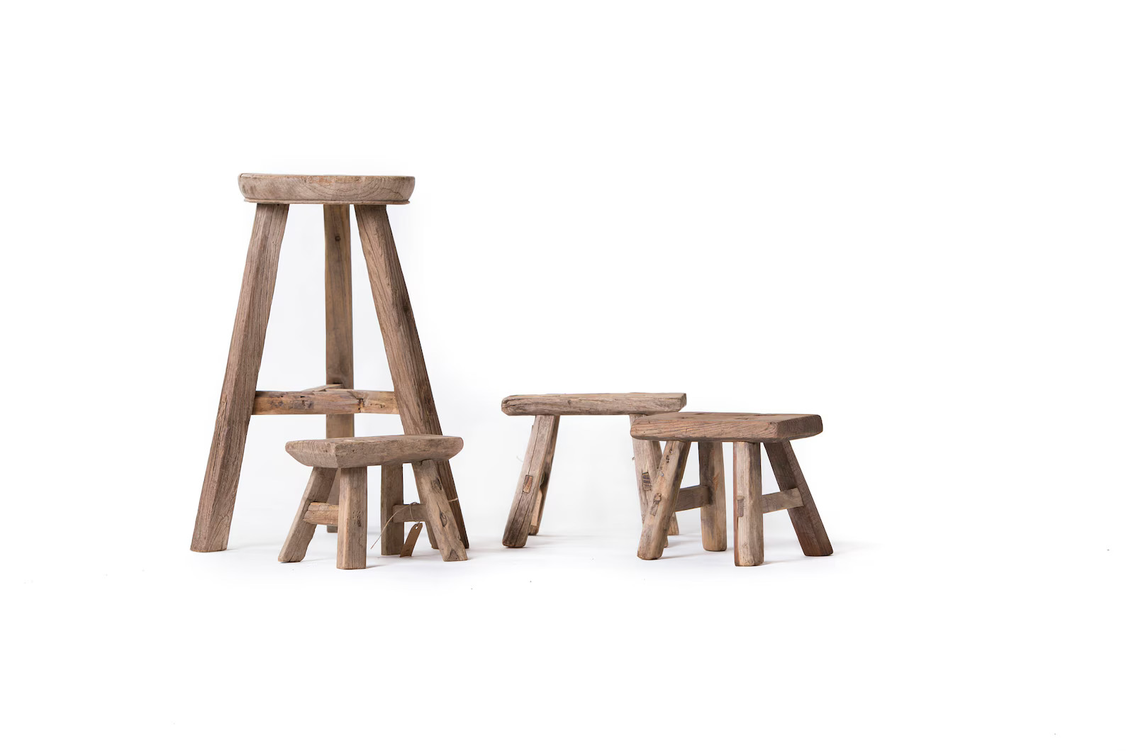 Beautiful Set of Weathered Round Wooden Stool and Small | Etsy | Etsy (US)