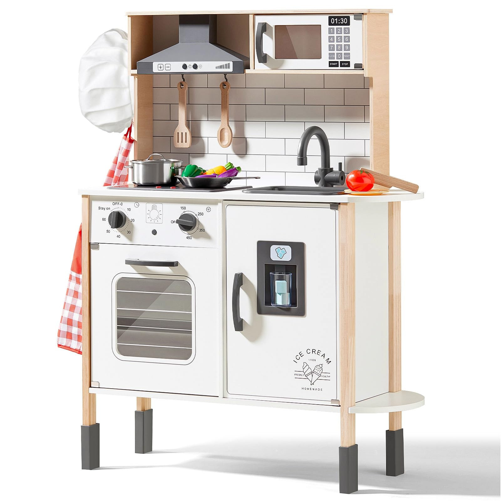 Tiny Land Play Kitchen for Kids, Wooden Kids Play Kitchen Playset Chef Pretend Play Set for Toddl... | Amazon (US)