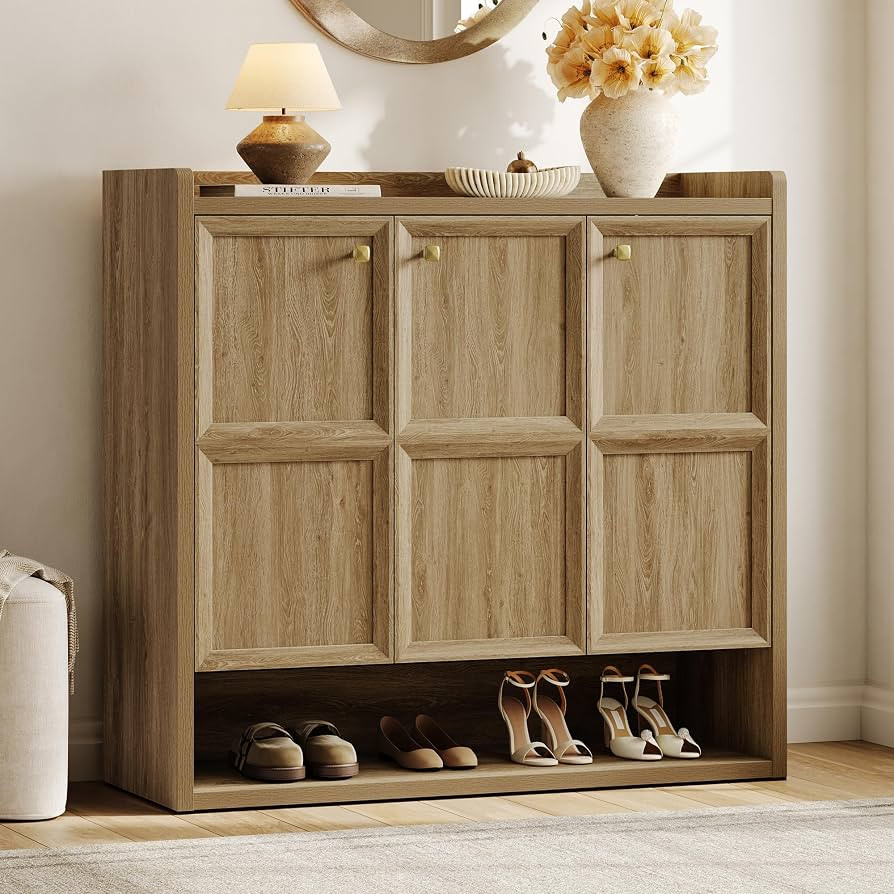 SICOTAS Shoe Storage Cabinet for Entryway, 47.6" Wide 6-Tier Extra Large Shoe Cabinet with 3 Door... | Amazon (US)