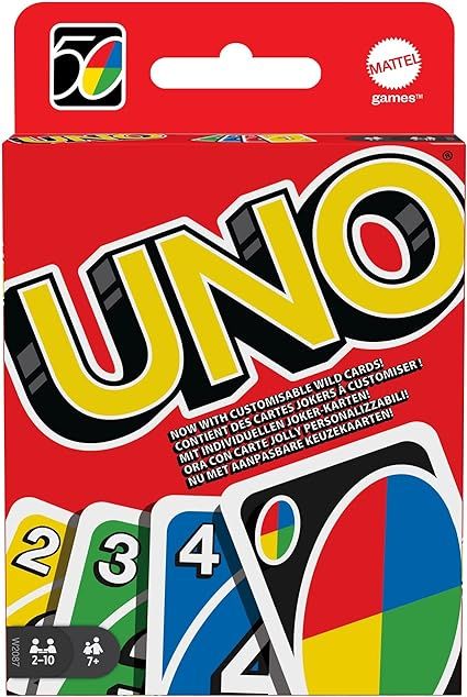 UNO - Classic Colour & Number Matching Card Game - 112 Cards - Customizable & Erasable Wild Cards... | Amazon (US)