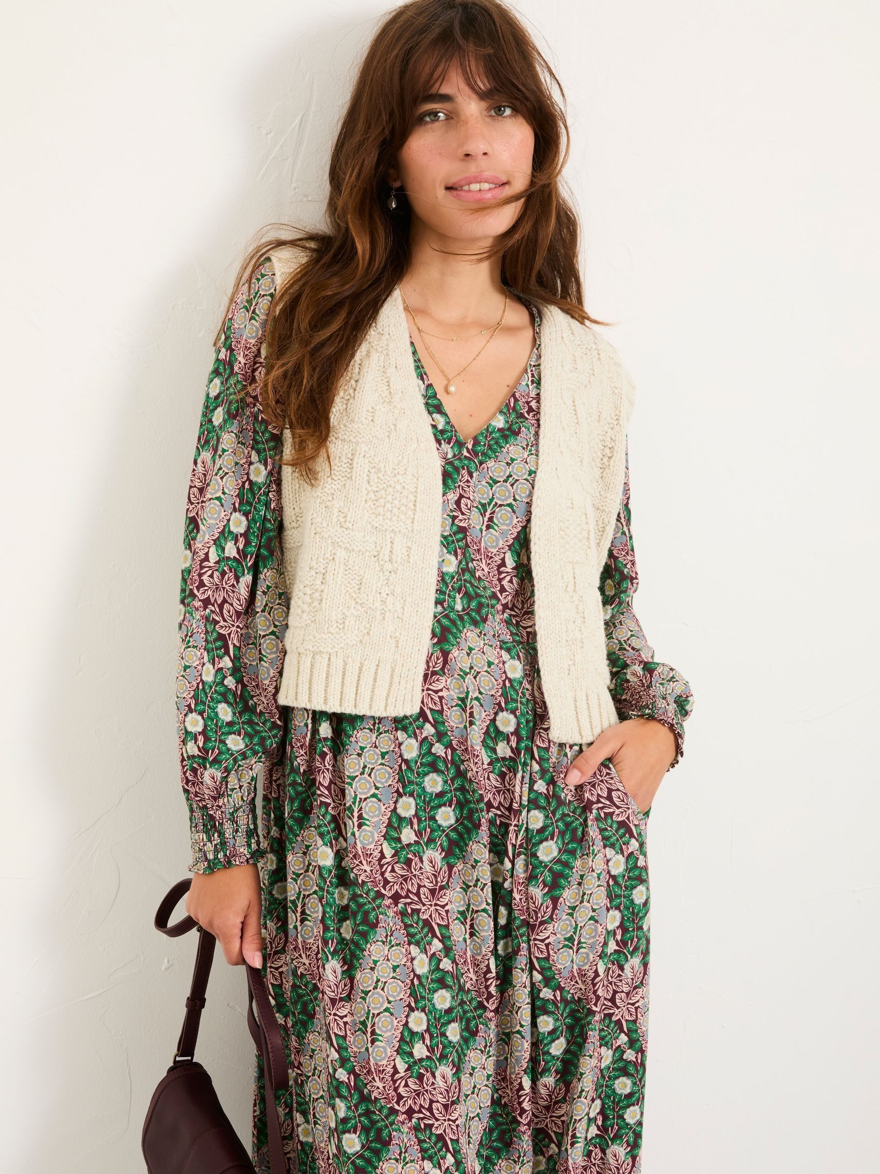 Ivory Tulip Knitted Waistcoat | FatFace | Fat Face