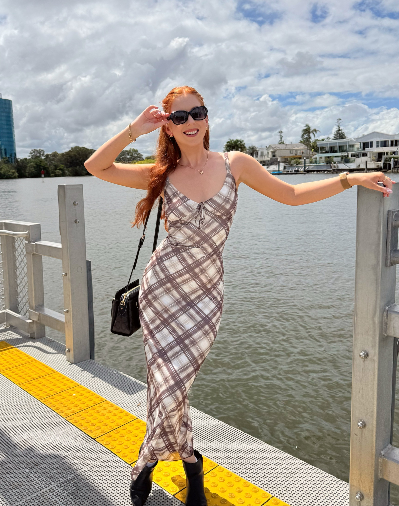 This outfit is 🔥 (all products linked are similar not exact)
Dress: Perfect Stranger
Bag: Coach 
Sunglasses: Coach
Boots: Kmart

#LTKfitness #LTKbeauty #LTKsummer