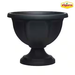 Vigoro 18 in. Warwick Large Black High-Density Resin Urn Planter (18 in. D x 14.7 in. H) HDR-0816... | The Home Depot