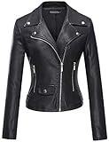 Tanming Women's Faux Leather Moto Biker Short Coat Jacket (Black-M) | Amazon (US)