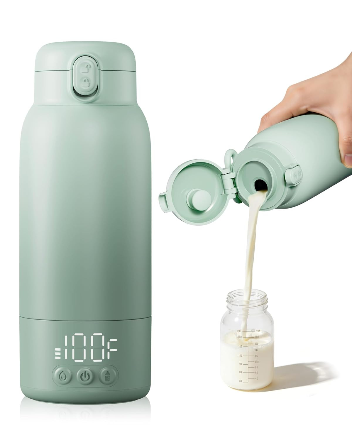 Portable Bottle Warmer for Travel, Baby Milk Warmer with Fast Heating & Long Battery Life, 17 Ounces Large Capacity Bottle Warmer with Long-Lasting Keep Warm Function (Green) | Amazon (US)