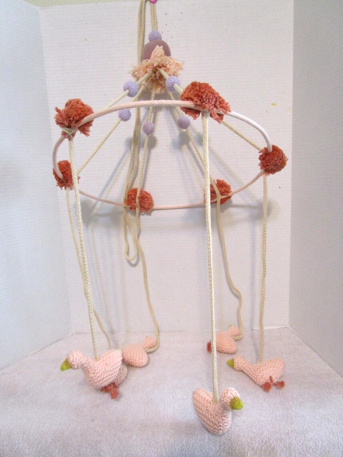 Blabla pink peach geese baby mobile nursery decor knit - tv set prop | eBay US