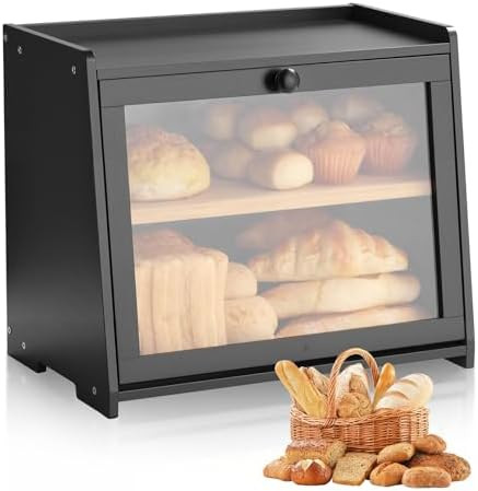 VEVOR Double Layer Bread Box for Kitchen Counter, Large Capacity Bamboo Bread Storage Container, ... | Amazon (CA)
