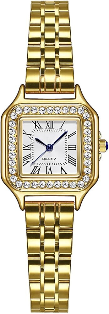 ADSBIAOYE Relojes dorados para mujer, delicados relojes cuadrados vintage de lujo para mujer, ves... | Amazon (US)