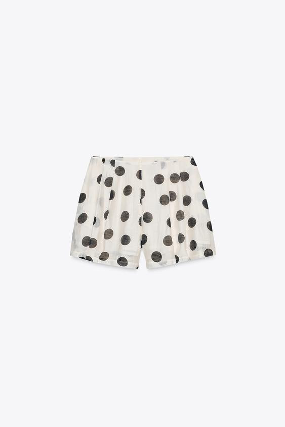 PLEATED POLKA DOT BERMUDA SHORTS | Zara UK