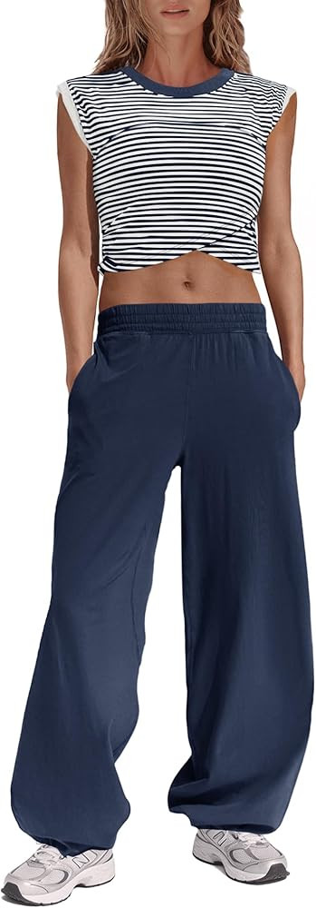 Panadila Womens Striped Two Piece Sets Loungewear Set | Amazon (US)
