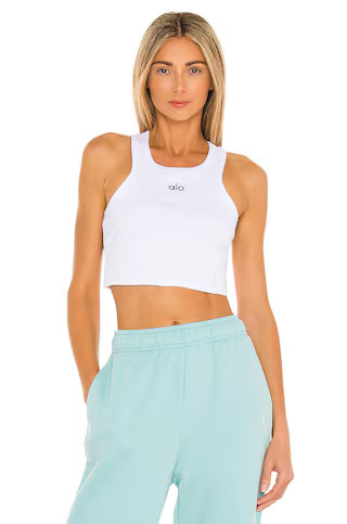 alo Aspire Tank in White & Black from Revolve.com | Revolve Clothing (Global)