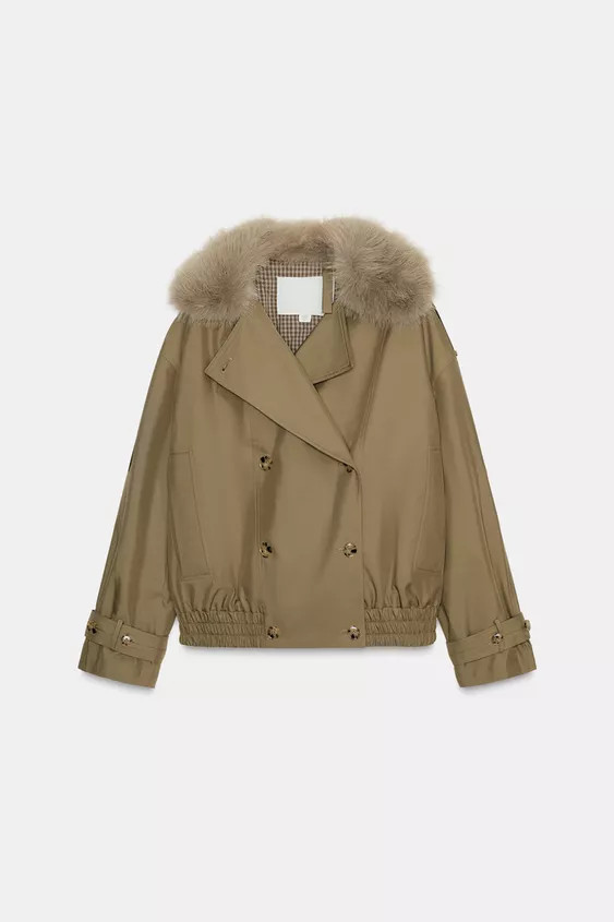 QUILTED FAUX FUR COLLAR TRENCH COAT ZW COLLECTION | Zara US
