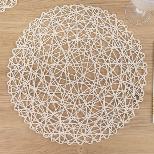 Efavormart 6 Pack White Woven Fiber Disposable Placemats, Round Table Mats 15" | Amazon (US)
