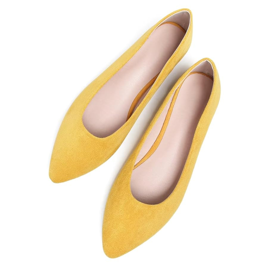 LUXINYU Cute Slip-On Flat Ballet Shoes Soft Suede Solid Classic Pointed Toe Flats Comfortable Dre... | Amazon (US)