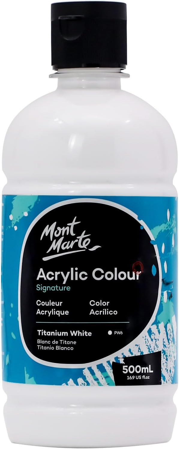 Mont Marte Signature Titanium White Acrylic Paint, 16.9oz (500ml), Semi-Matte Finish, 12 Colors, ... | Amazon (US)