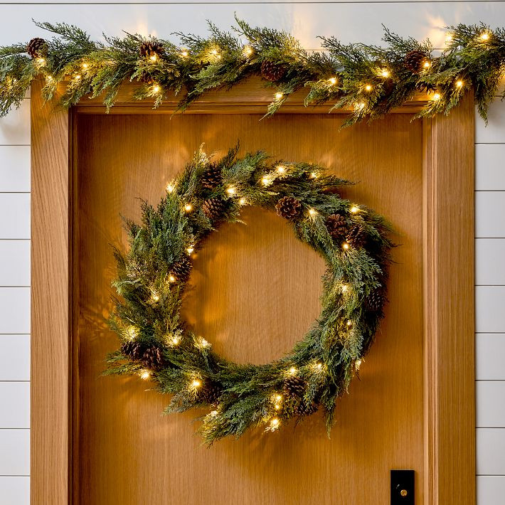 Pre-Lit Faux Cypress Pine Garland | West Elm (US)