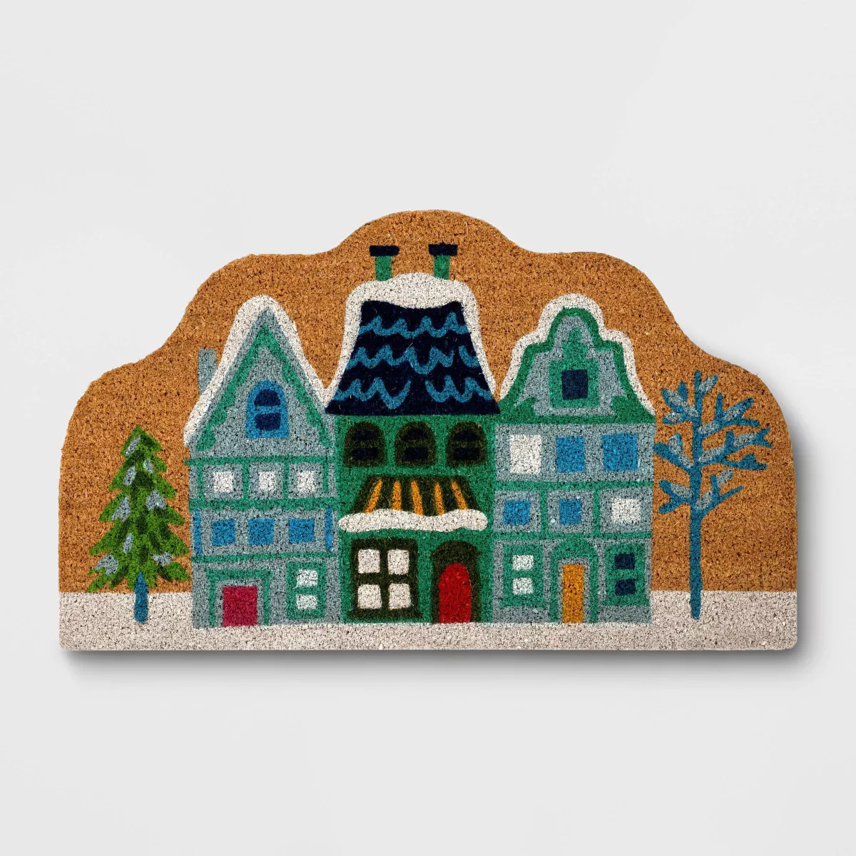 1'6"x2'6" Winter Village Coir Doormat Blue - Wondershop™ | Target