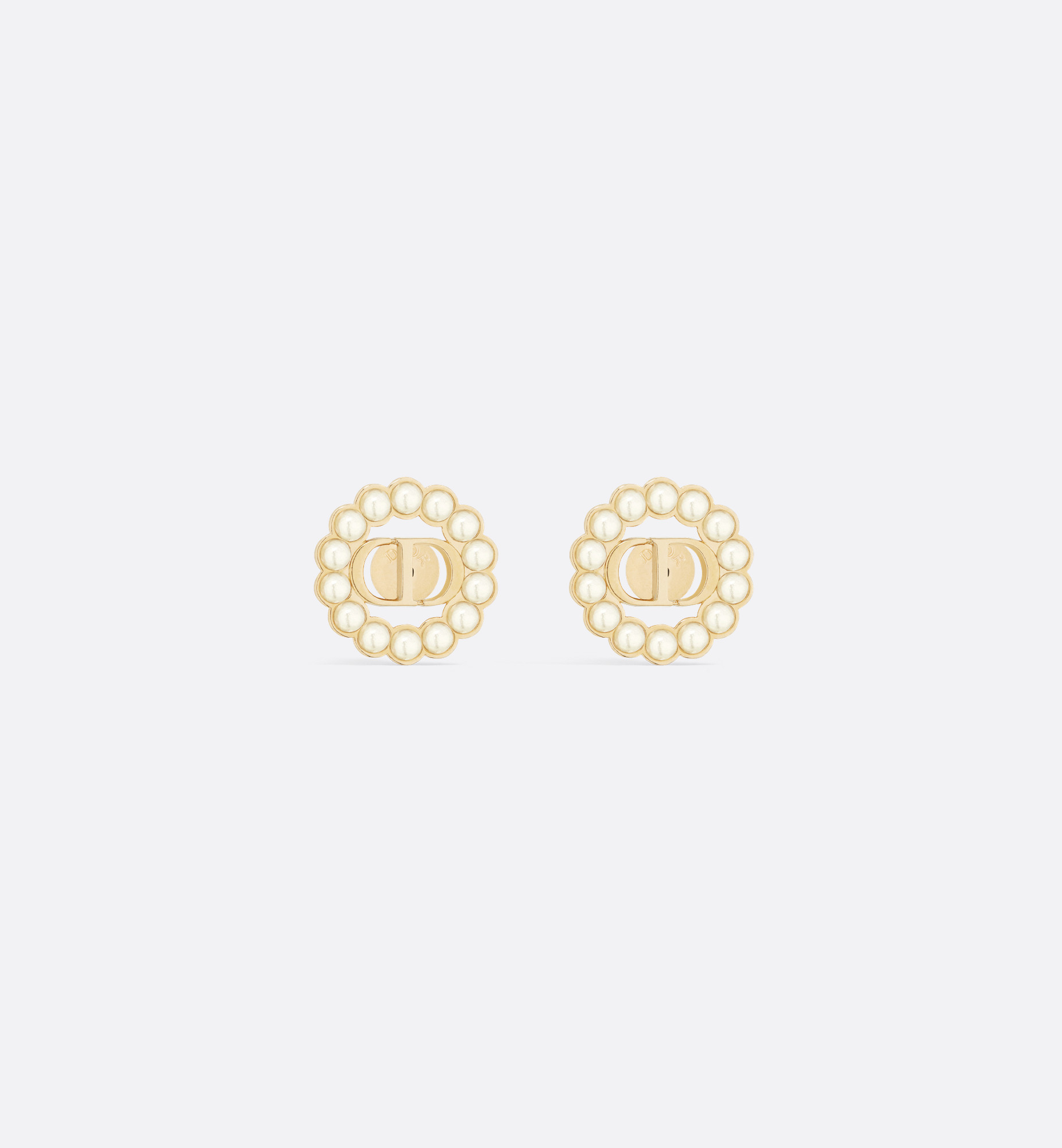 Petit CD Circle Stud Earrings Gold-Finish Metal and White Resin Pearls | DIOR | Christian Dior Parfums UK