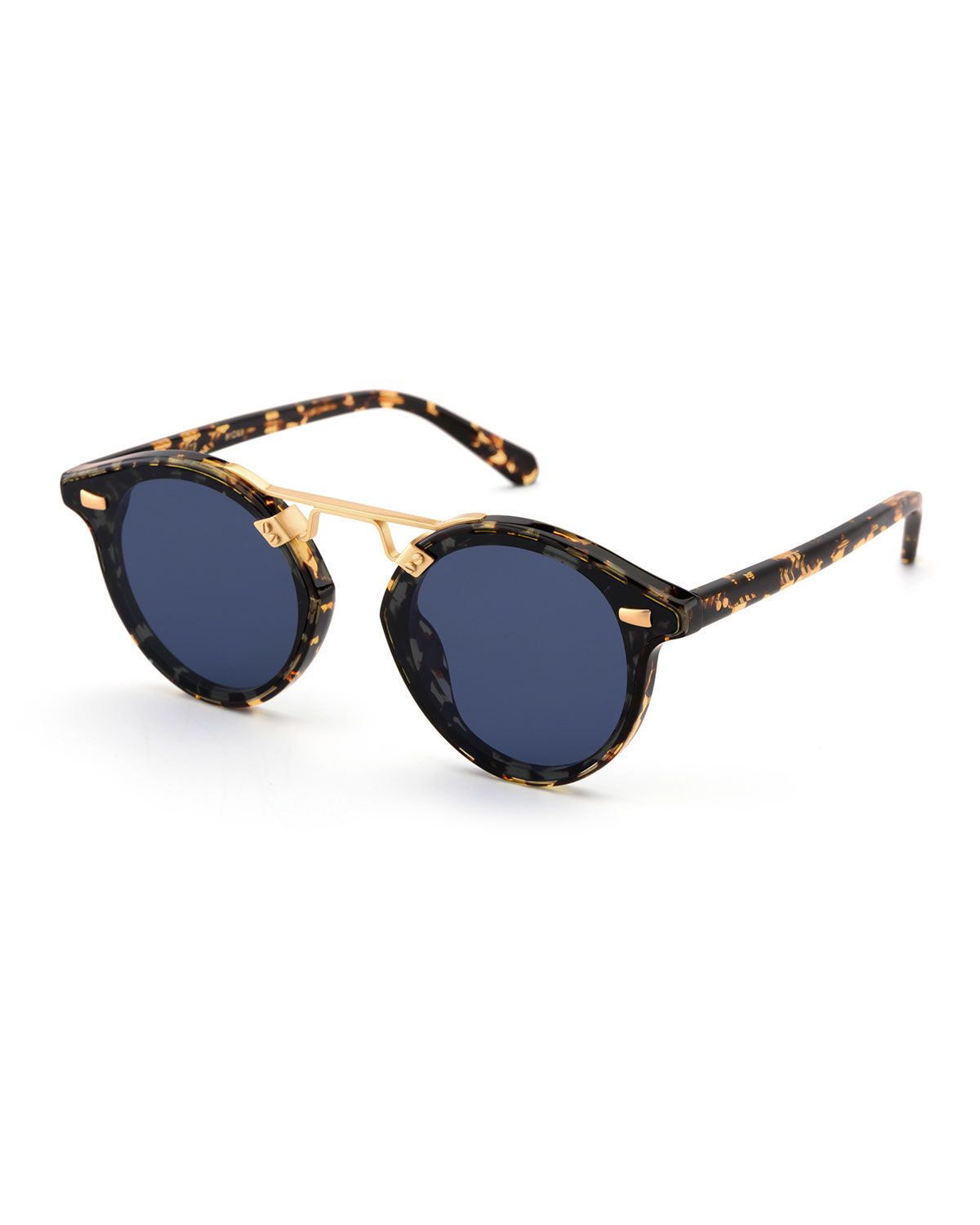 STL II Round Sunglasses w/ Nylon Overlay Lenses, Brown | Neiman Marcus