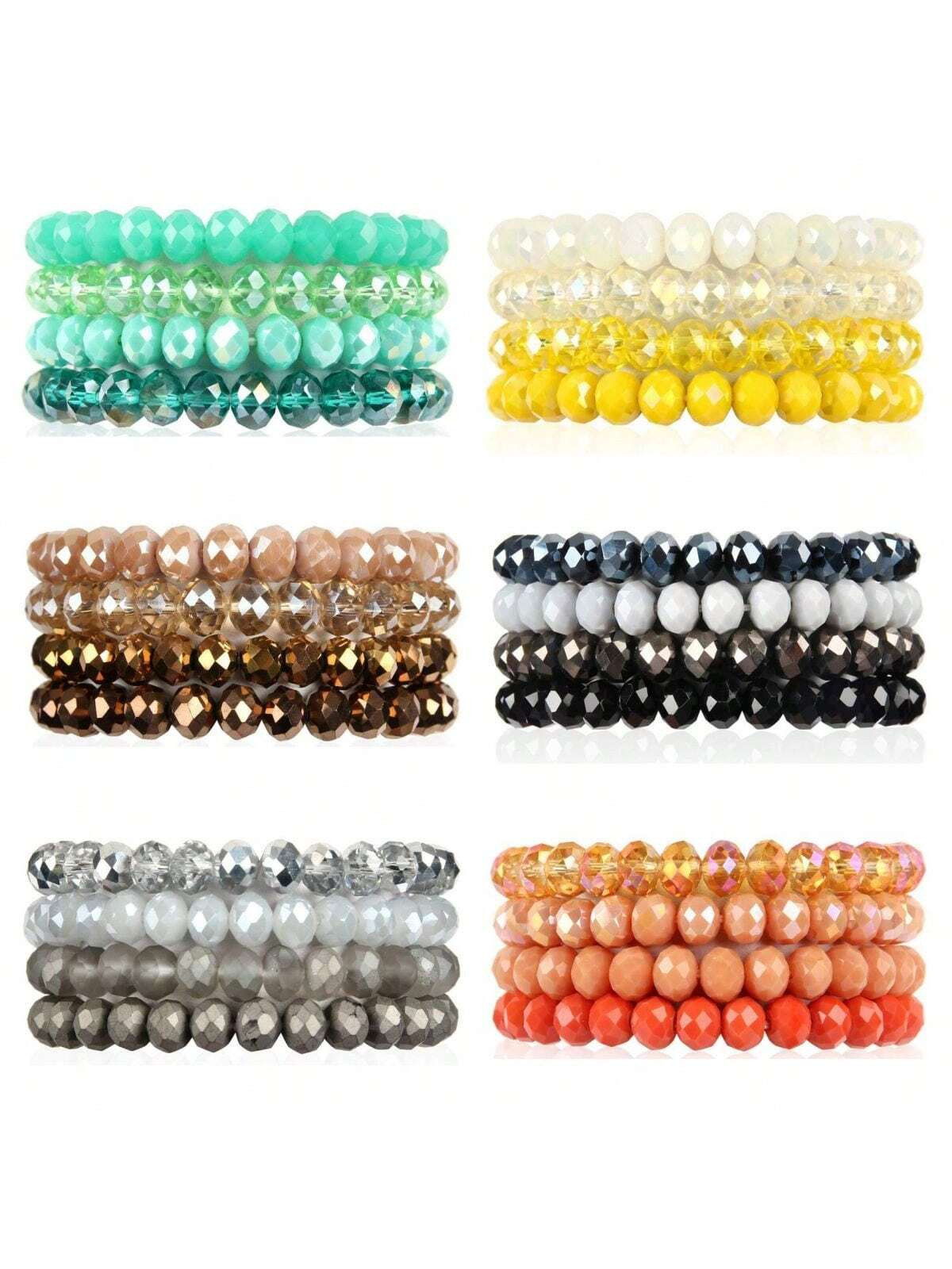 4pcs/Set Elegant Bohemian Style Crystal Beaded Bracelet For Women - Multifunctional, Comfortable ... | SHEIN