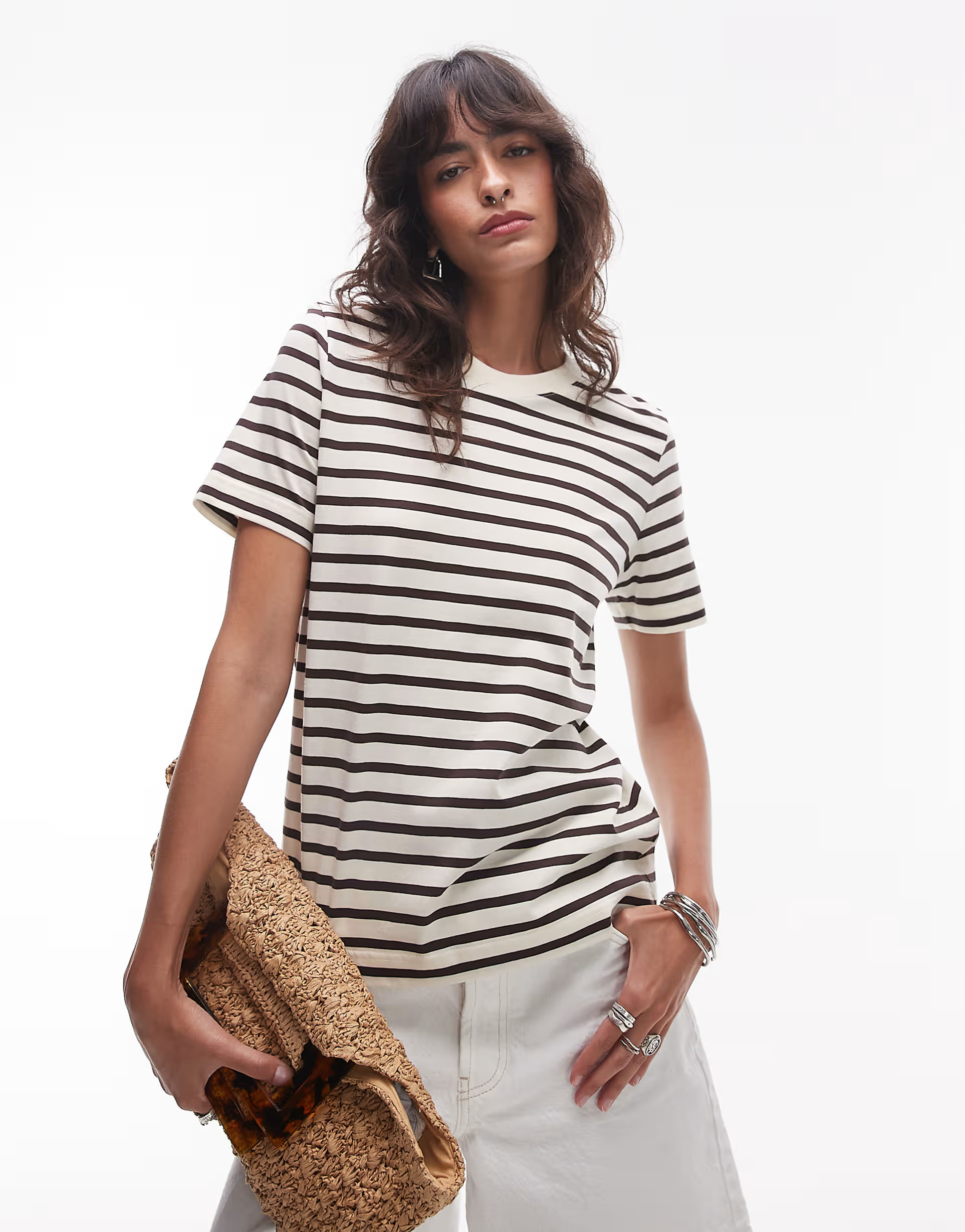 ARKET t-shirt in brown and white stripes | ASOS (Global)
