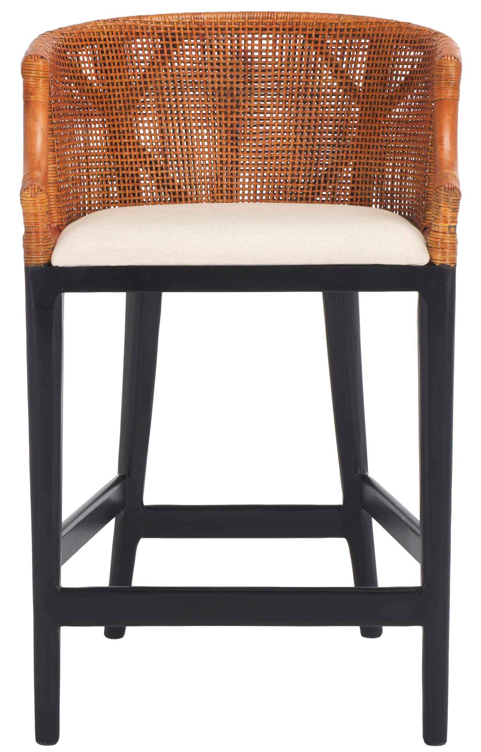 SAFAVIEH Home Collection Brando Tropical Coastal 24-inch Brown/Black/White Cushion Counter Stool ... | Amazon (US)