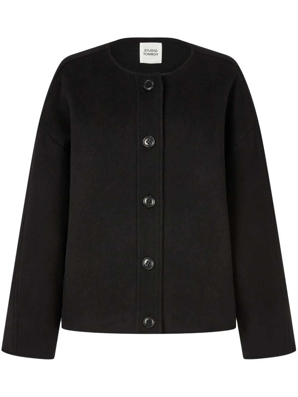 STUDIO TOMBOY Wool round-neck Jacket | Black | FARFETCH UK | Farfetch Global