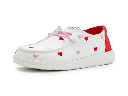 HEYDUDE Women Wendy Embroidered Hearts White/Multi 6 Medium | Amazon (US)