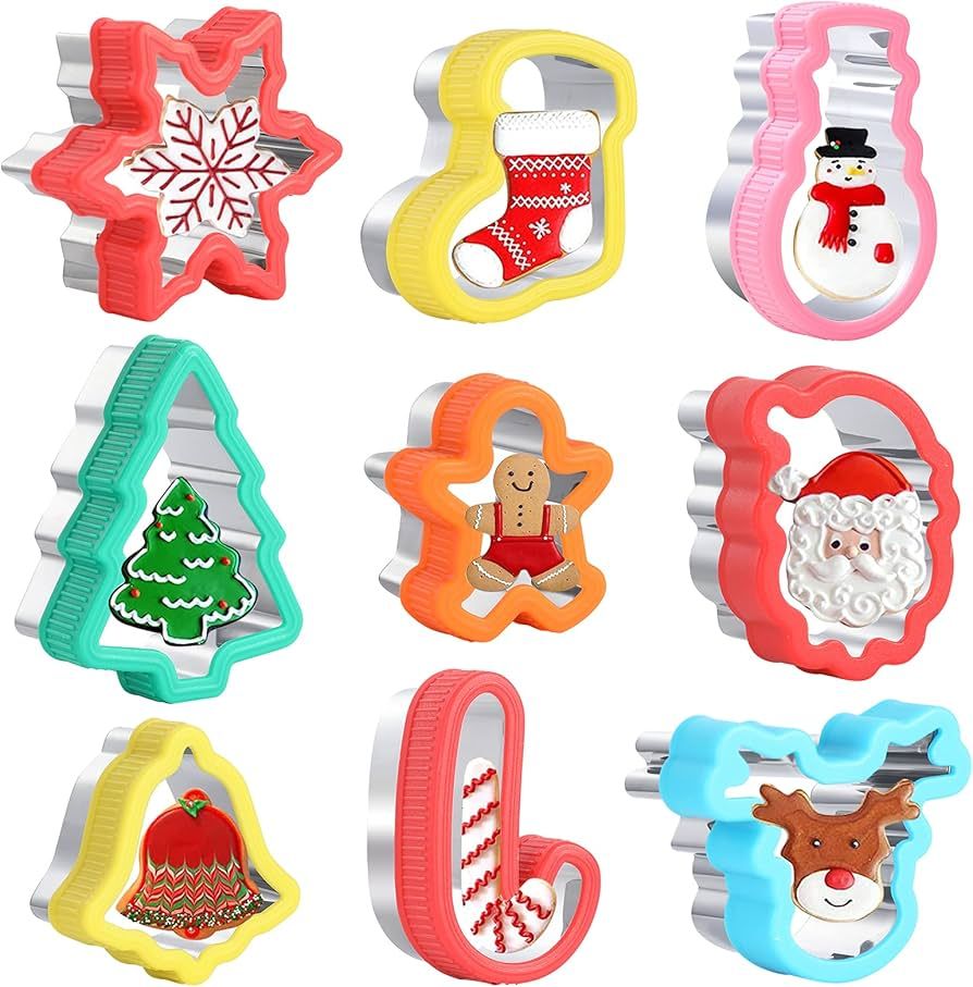 9pcs Christmas Cookie Cutters Mold Set,cookie Cookie and Fruit Cutter Mold, Diy Food and Food Dec... | Amazon (US)