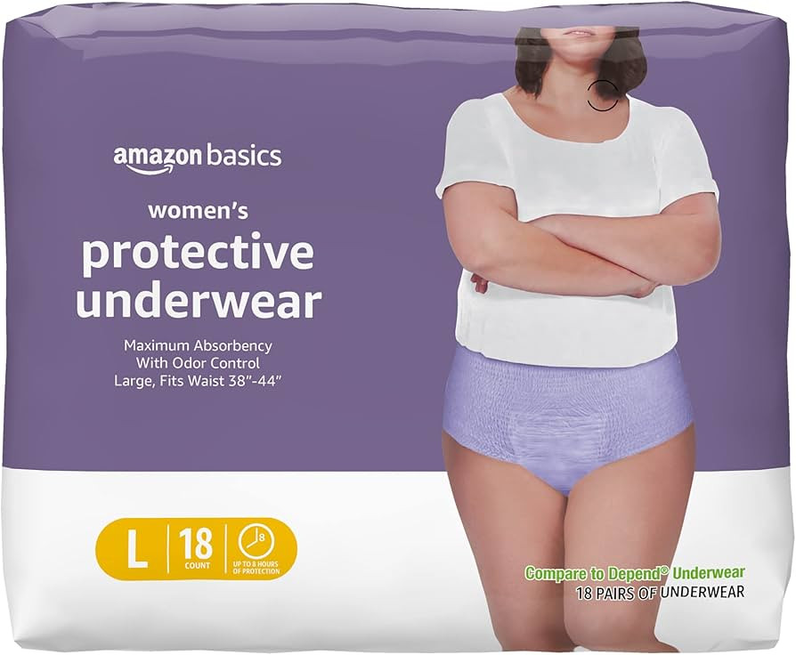 Amazon Basics Incontinence & Postpartum Underwear for Women, Maximum Absorbency, Large, 18 Count,... | Amazon (US)